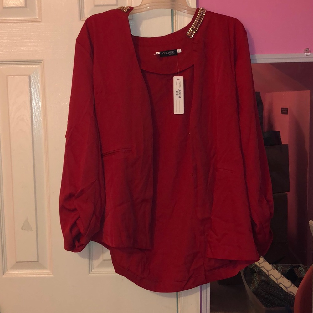 Red jeweled studded jacket/cardigan